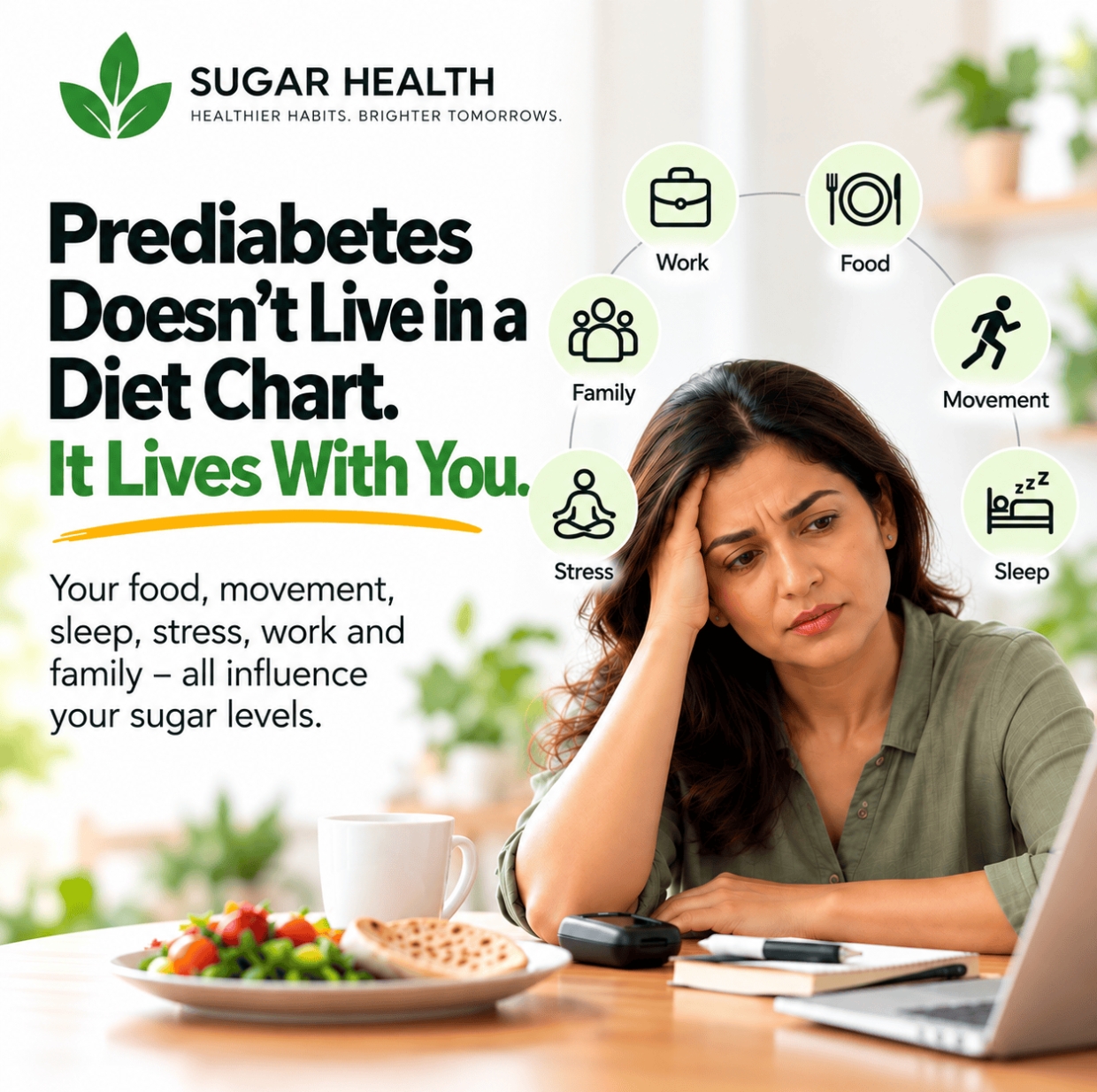 Person with diabetes preparing a healthy Indian meal at home in Delhi NCR